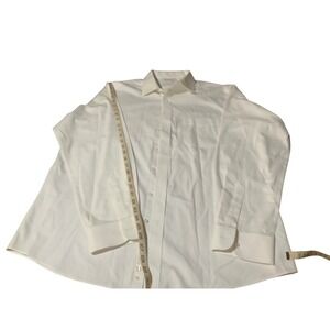 Roundtree & Yorke Gold Label Slim Fit White Dress Shirt 17.5 35 Non-Iron Cotton